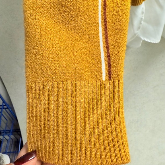 Jones New York M Women Mustard Yellow Plaid V Neck Preppy Office Layered Sweater - Picture 7 of 8